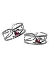 Designer pair of Pink Cubic Zirconia Toe Rings in 925 Silver - Toe Rings