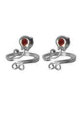Designer pair of Red Cubic Zirconia Toe Rings in 925 Silver - Toe Rings