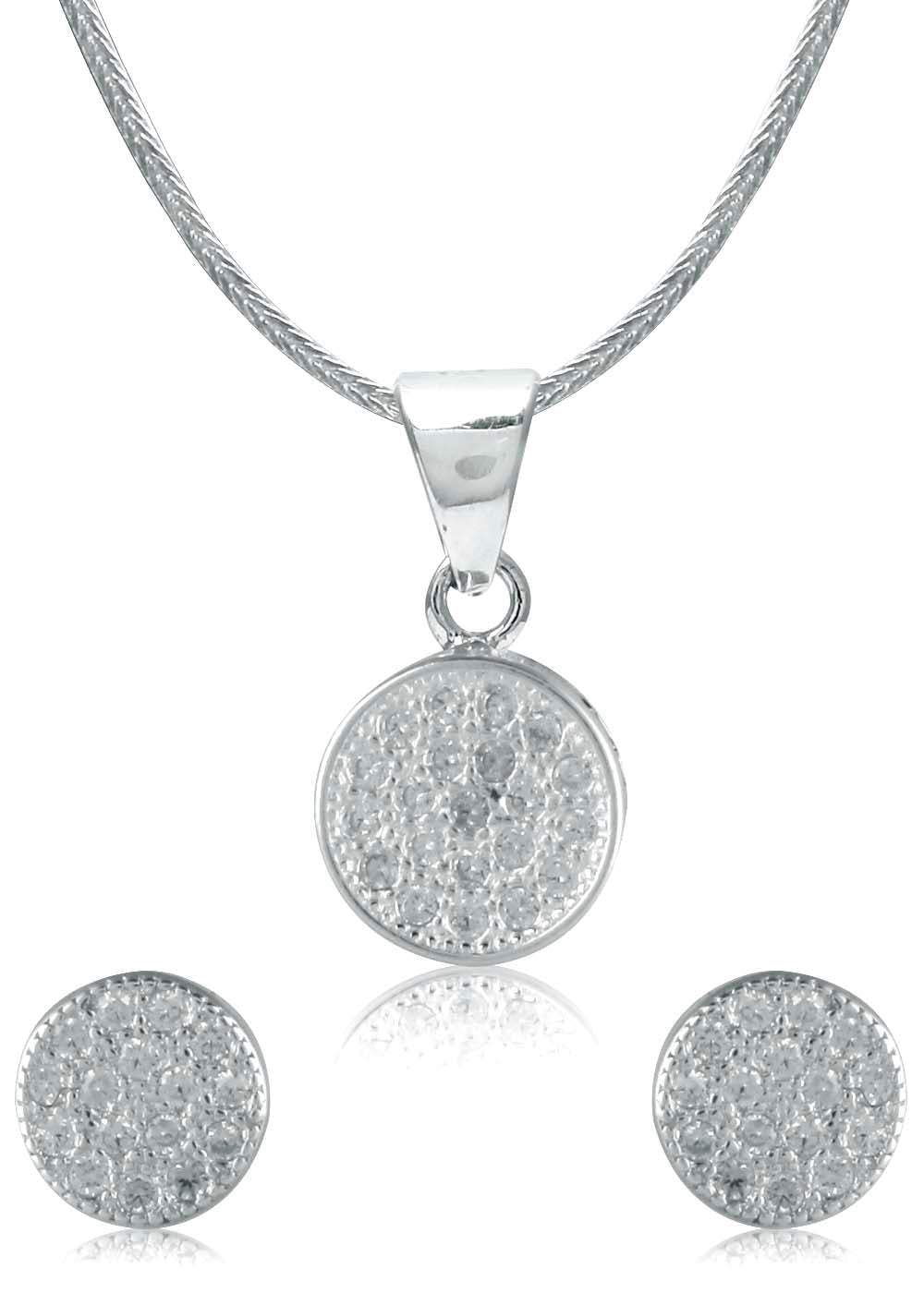 Designer Pure 92.5 Sterling Silver CZ Pendant Set - Pendant Set