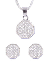 Designer Pure 92.5 Sterling Silver CZ Pendant Set - Pendant Set