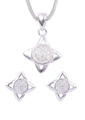 Designer Pure 92.5 Sterling Silver CZ Pendant Set with Chain - Pendant Set