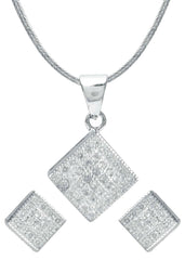 Designer Pure 92.5 Sterling Silver CZ Pendant Set with Chain - Pendant Set