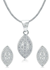 Designer Pure 92.5 Sterling Silver CZ Pendant Set with Chain - Pendant Set