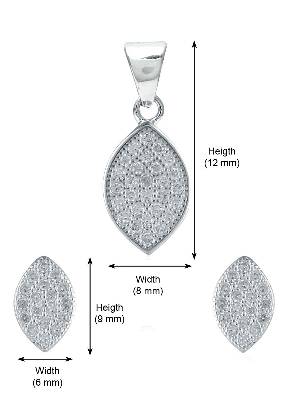 Designer Pure 92.5 Sterling Silver CZ Pendant Set with Chain - Pendant Set