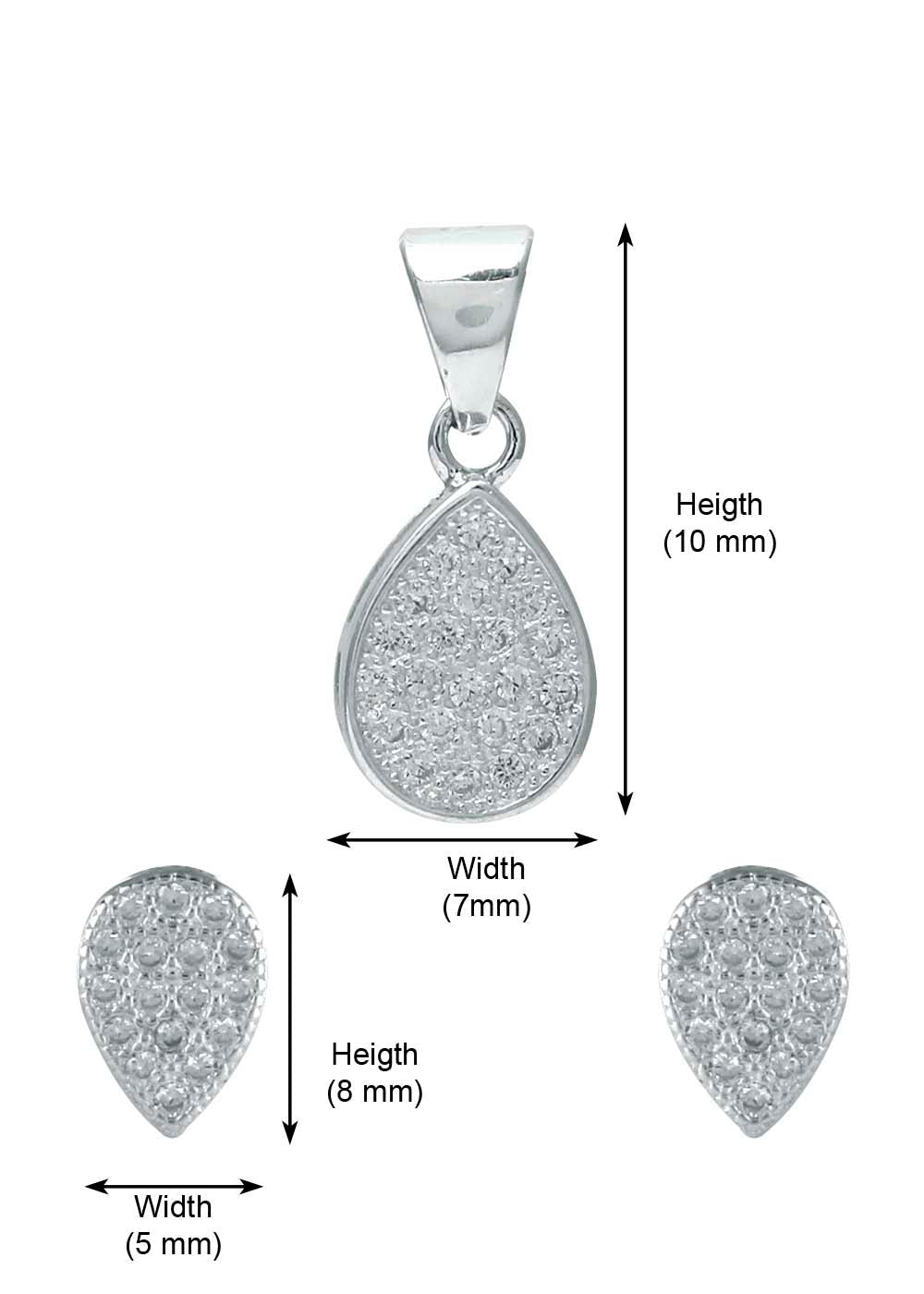 Designer Pure 92.5 Sterling Silver CZ Pendant Set with Chain - Pendant Set