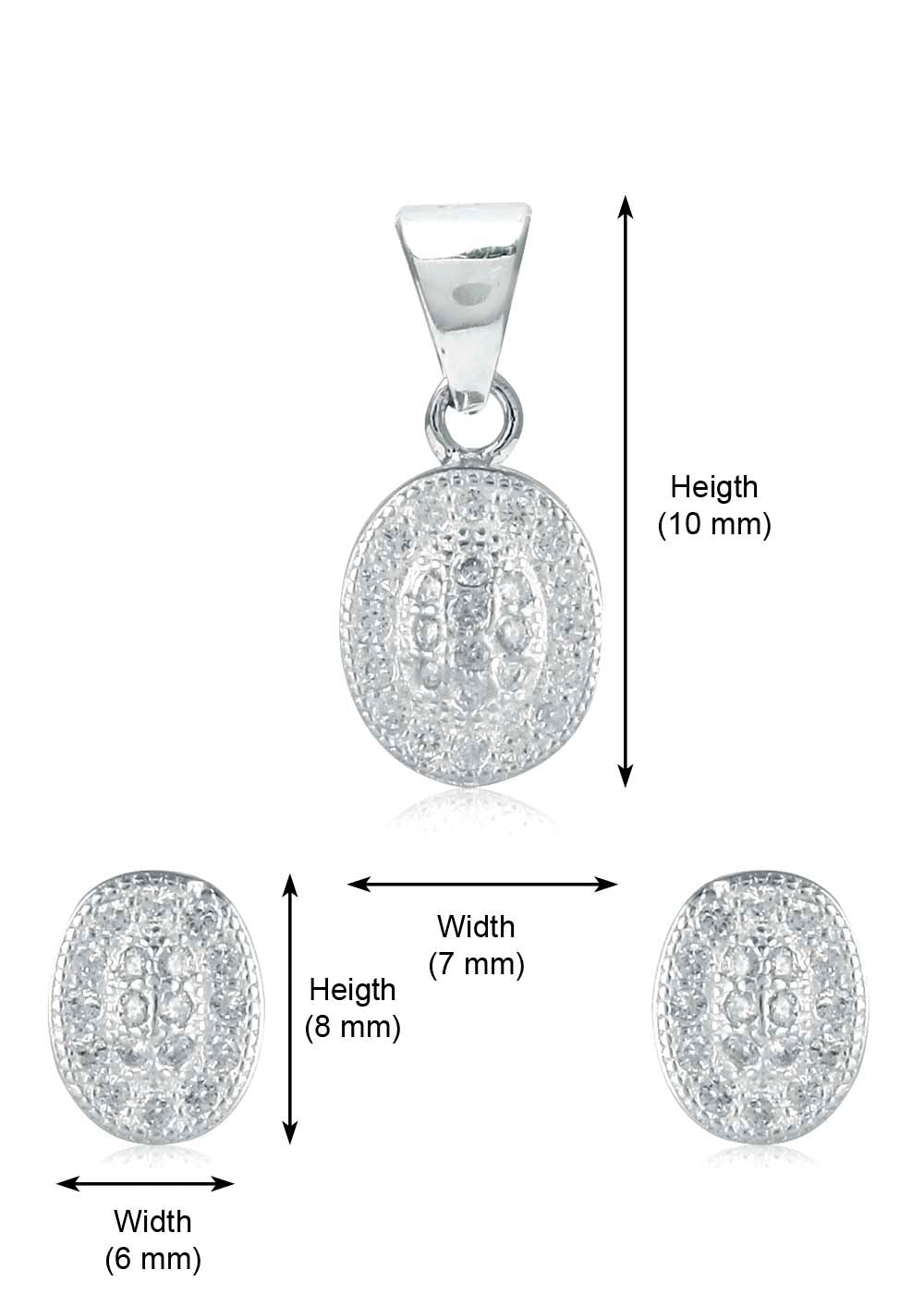 Designer Pure 92.5 Sterling Silver CZ Pendant Set with Chain - Pendant Set