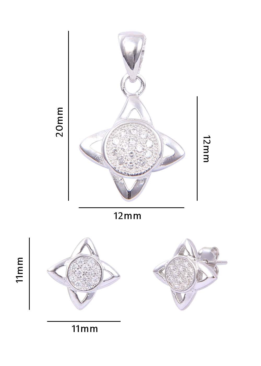 Designer Pure 92.5 Sterling Silver CZ Pendant Set with Chain - Pendant Set