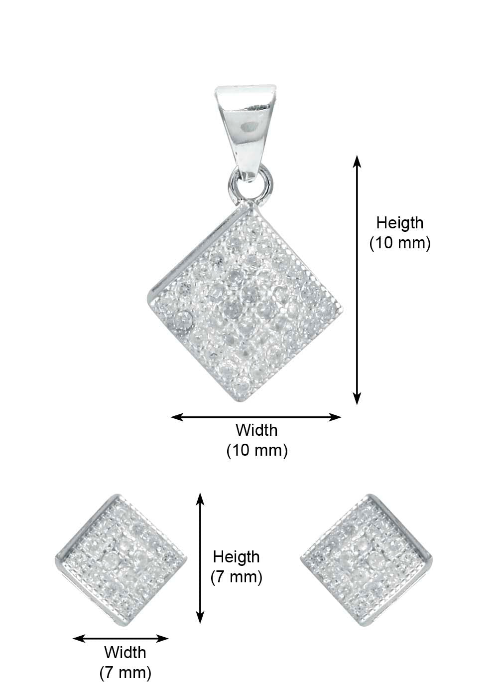 Designer Pure 92.5 Sterling Silver CZ Pendant Set with Chain - Pendant Set
