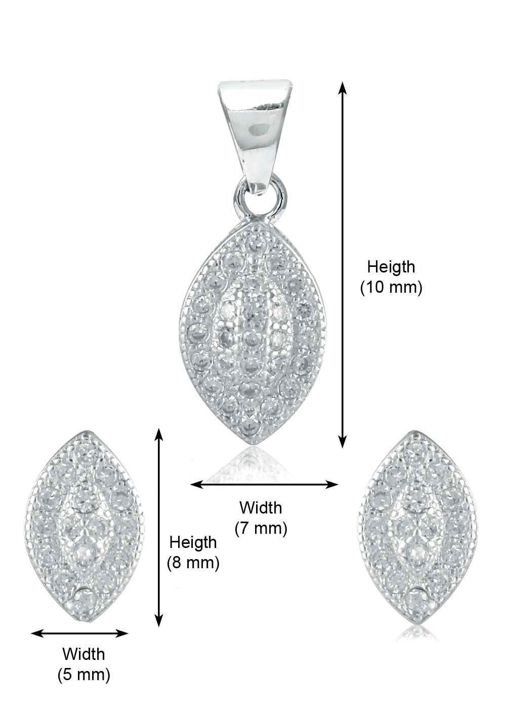 Designer Pure 92.5 Sterling Silver CZ Pendant Set with Chain - Pendant Set