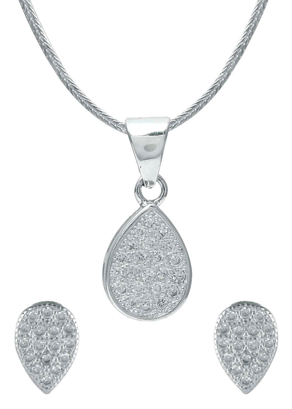 Designer Pure 92.5 Sterling Silver CZ Pendant Set with Chain - Pendant Set