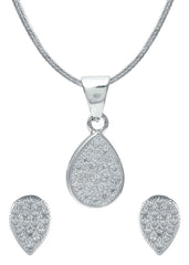 Designer Pure 92.5 Sterling Silver CZ Pendant Set with Chain - Pendant Set