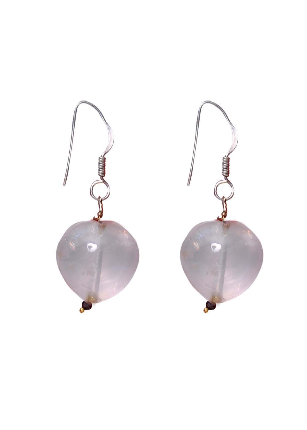 Designer Pure 92.5 Sterling Silver Pink Rose Quartz Pendant - Pendant Set