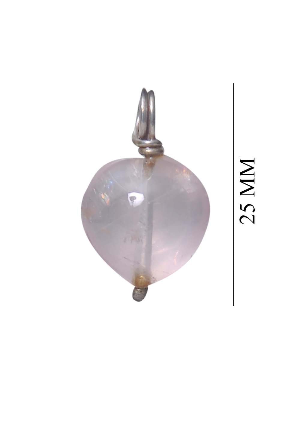 Designer Pure 92.5 Sterling Silver Pink Rose Quartz Pendant - Pendant Set