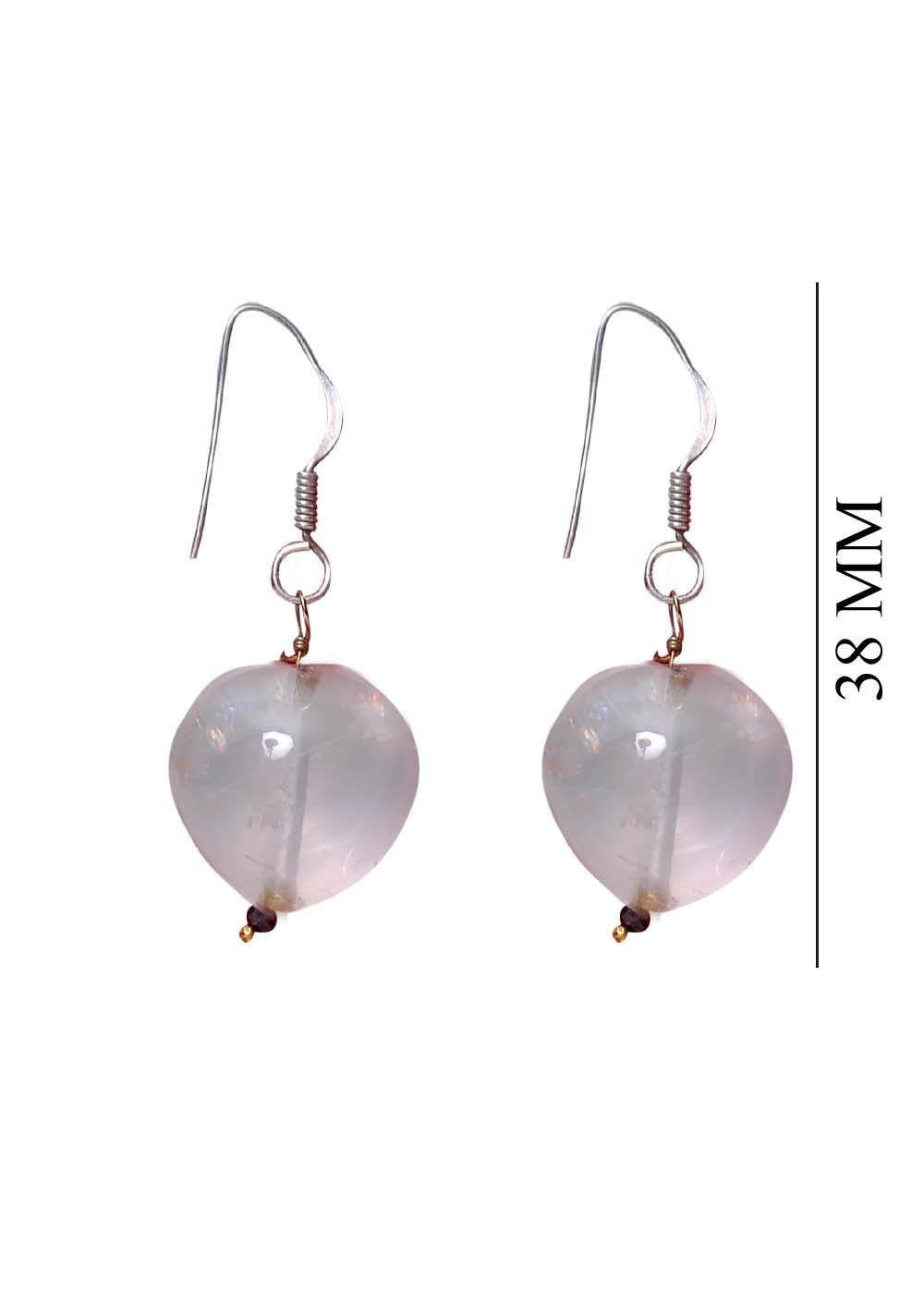 Designer Pure 92.5 Sterling Silver Pink Rose Quartz Pendant - Pendant Set