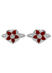 Designer Red Enamel and Cubic Zirconia Toe Rings in 92.5 Sterling Silver - Toe Rings