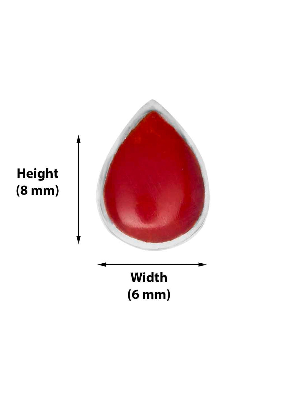Designer Red Pear Shape Studs in 92.5 Sterling Silver - Studs