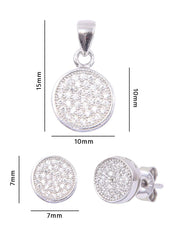 Designer Round 92.5 Sterling Silver CZ Pendant Set with Chain - Pendant Set