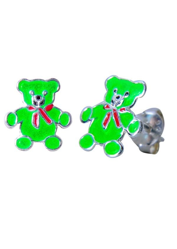 Elegant Enamel Green Teddy Studs - Studs
