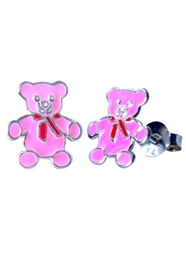 Elegant Enamel Pink Teddy Studs - Studs