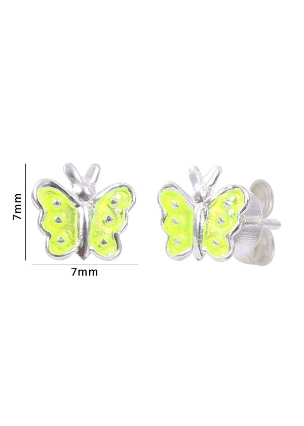 Elegant Yellow Enamel Small Butterfly Studs Earrings - Studs