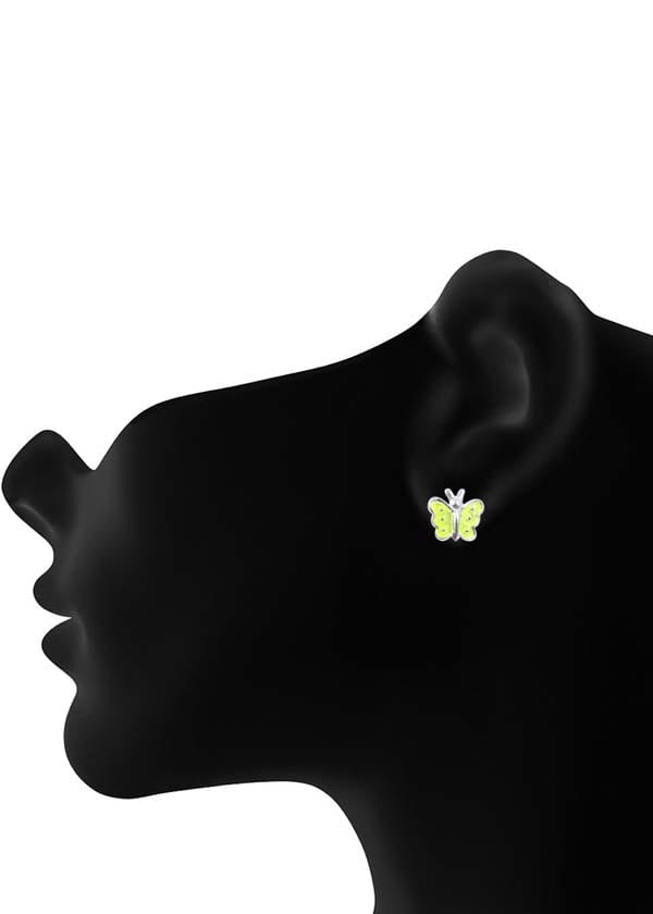 Elegant Yellow Enamel Small Butterfly Studs Earrings - Studs