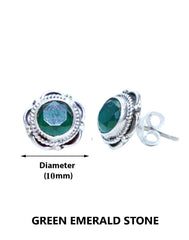 Emerald Stone Studs in 92.5 Sterling Silver - Studs
