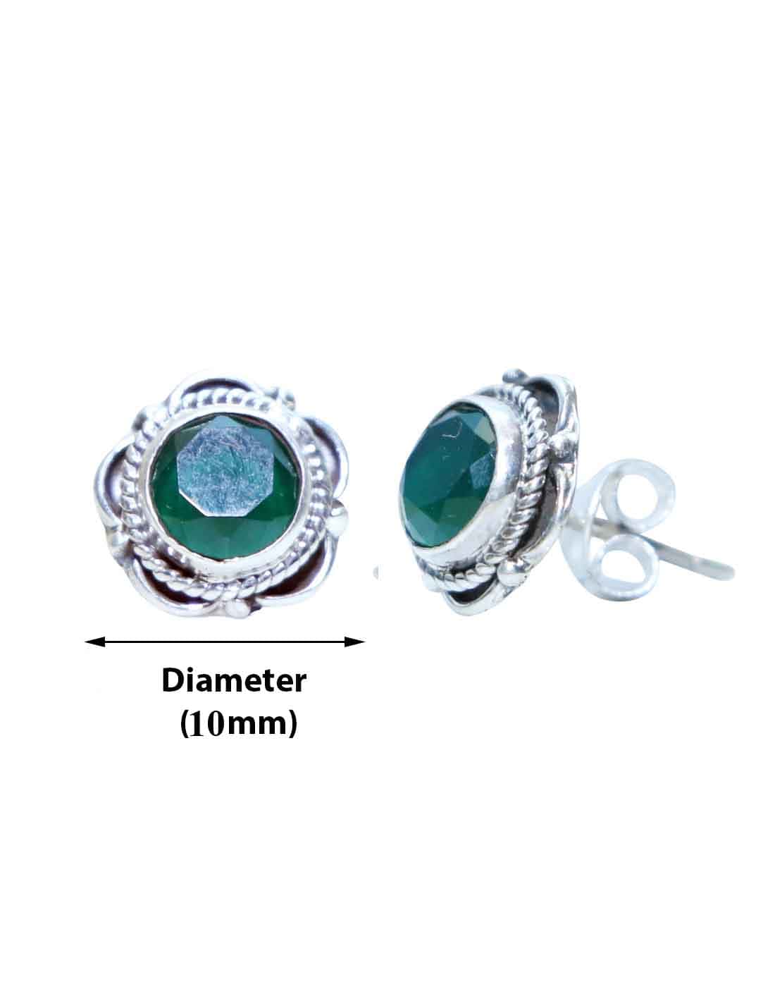 Emerald Stone Studs in 92.5 Sterling Silver - Studs