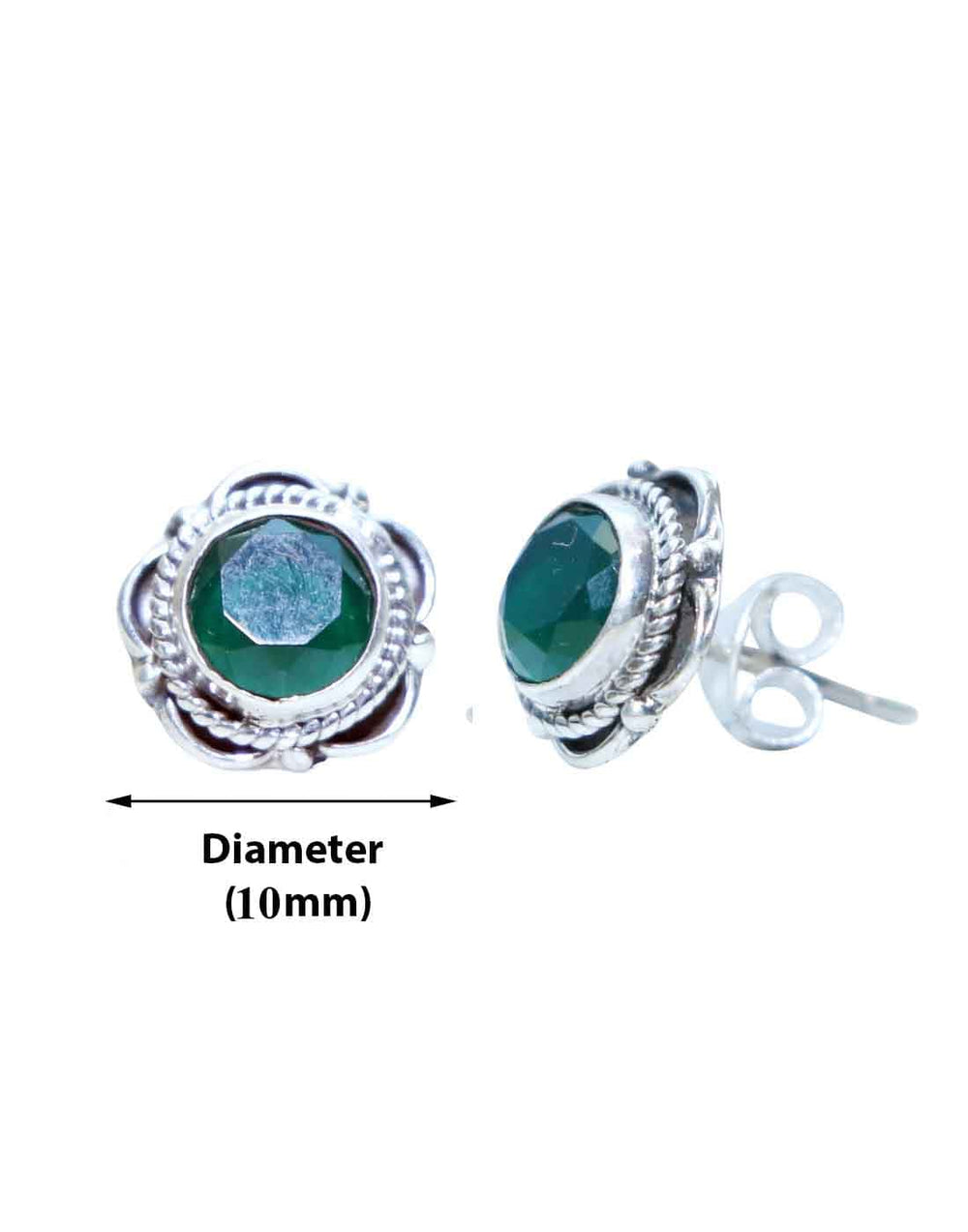 Emerald Stone Studs in 92.5 Sterling Silver - Studs