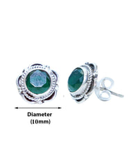 Emerald Stone Studs in 92.5 Sterling Silver - Studs