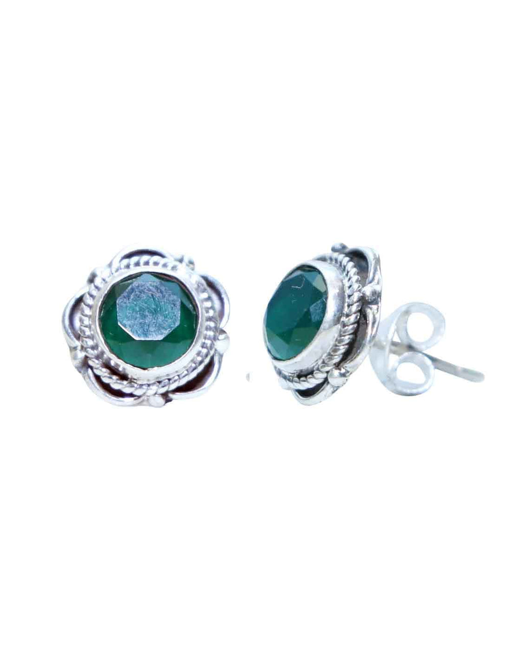 Emerald Stone Studs in 92.5 Sterling Silver - Studs
