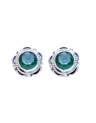 Emerald Stone Studs in 92.5 Sterling Silver - Studs