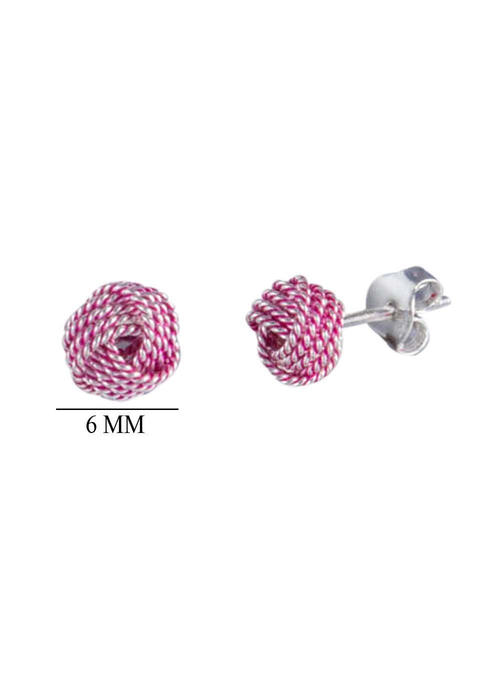 Enamel Pink 92.5 Sterling Silver Twisted Knot stud Earrings - Studs
