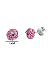 Enamel Pink 92.5 Sterling Silver Twisted Knot stud Earrings - Studs