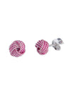 Enamel Pink 92.5 Sterling Silver Twisted Knot stud Earrings