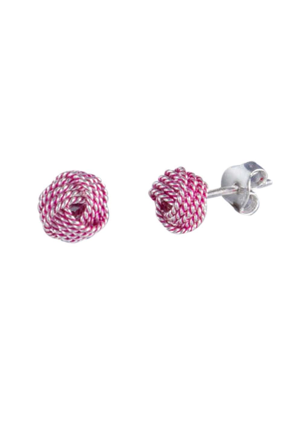 Enamel Pink 92.5 Sterling Silver Twisted Knot stud Earrings - Studs