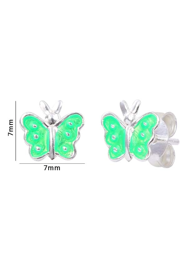 Enamel Small Butterfly Green Studs Earrings - Studs