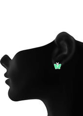 Enamel Small Butterfly Green Studs Earrings - Studs