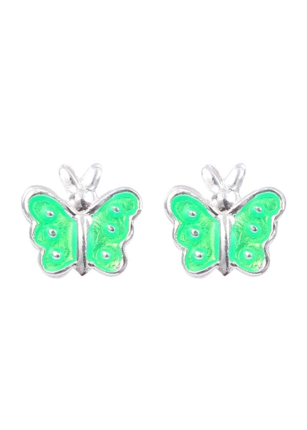 Enamel Small Butterfly Green Studs Earrings - Studs