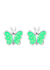 Enamel Small Butterfly Green Studs Earrings - Studs