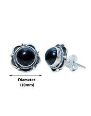 Everyday Wear Black Onyx Stone Studs in 92.5 Sterling Silver - Studs