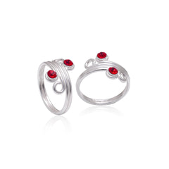 Fashionable 925 Silver Toe rings in Red Cubic Zirconia - Toe Rings