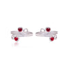 Fashionable 925 Silver Toe rings in Red Cubic Zirconia