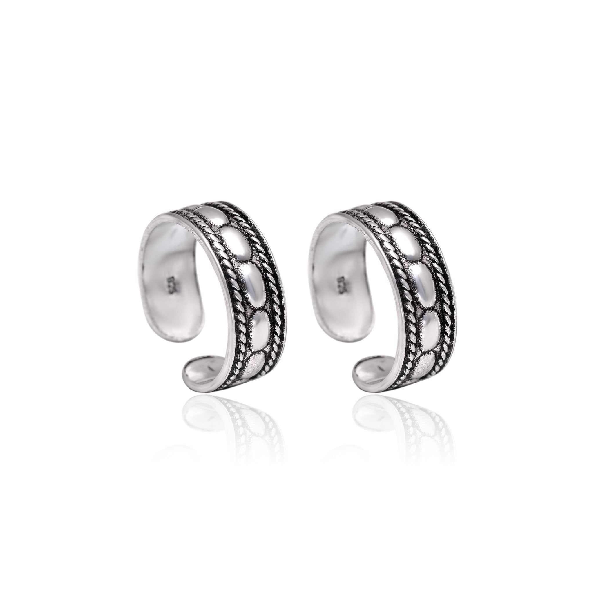 Fashionable Oxidized Toe Rings in 925 Silver - Toe Rings