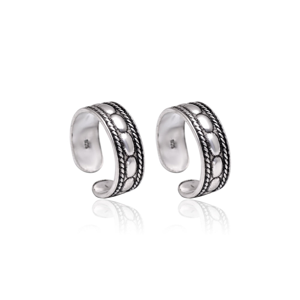 Fashionable Oxidized Toe Rings in 925 Silver - Toe Rings