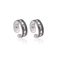 Fashionable Oxidized Toe Rings in 925 Silver - Toe Rings