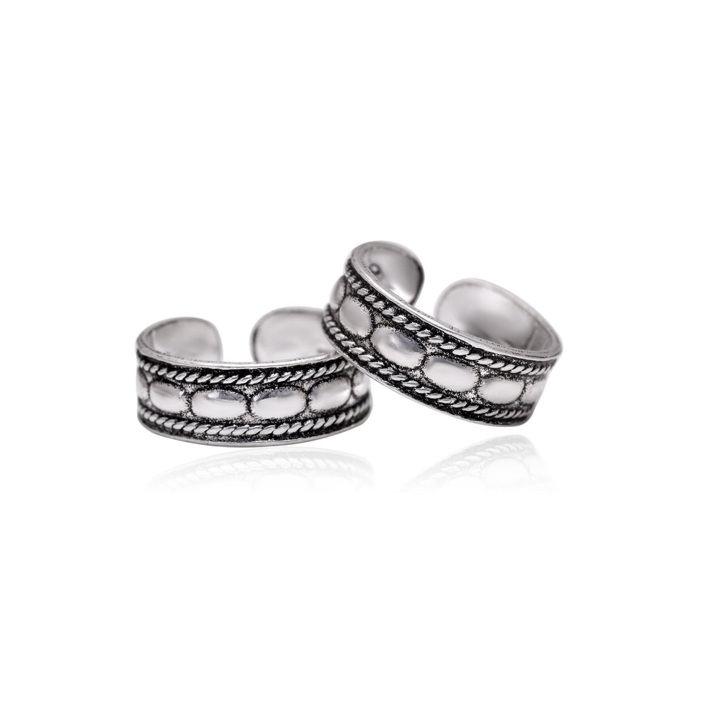 Fashionable Oxidized Toe Rings in 925 Silver - Toe Rings
