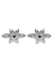 Floral pair of Red Cubic Zirconia Toe Rings in 92.5 Sterling Silver - Toe Rings