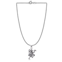 Flying Hanumanji Oxidized 92.5 Sterling Silver Religious Pendant with 18 inch Chain - Pendants