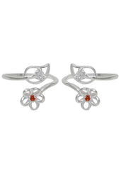 Front Open Floral Cubic Zirconia Toe Rings in 92.5 Sterling Silver - Toe Rings