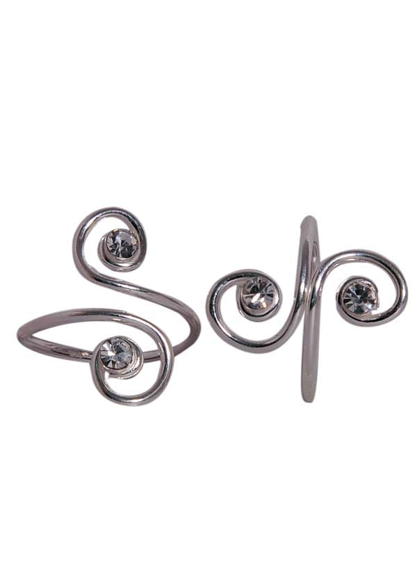 Front Open White Cubic Zirconia Toe Rings in 92.5 Silver - Toe Rings